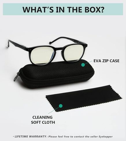 Eyekepper Blue Light Filter Reading Glasses for Women Men Reading Computer Screen Glare Blocking Vintage Small Frame Digital Readers,Transparent,+1.75 in Kuwait