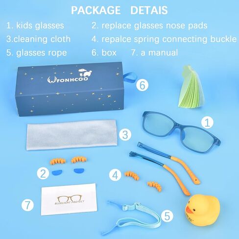 FONHCOO Blue Light Blocking Glasses for Kids, Boys & Girls Unbreakable Frame Computer Gaming TV Glasses in Kuwait