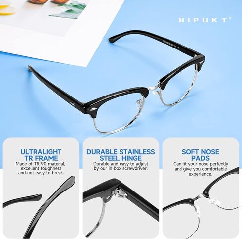 نظارات Nipukt Blue Light خفيفة الوزن، قراءة الكمبيوتر/الألعاب/الهواتف/نظارات التلفزيون، نظارات مضادة لإجهاد العين in Kuwait