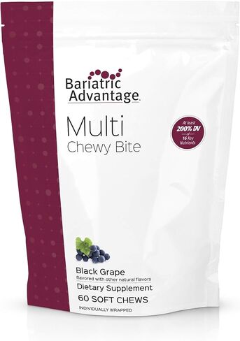 Bariatric Advantage Multi Chewy Bite - Soft Chew Multivitamin for Bariatric Surgery Patients - Chewable Multivitamin with Folic Acid, Vitamin D3 & More - Assorted Fruit Flavor - 60 Count in Kuwait