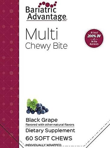 Bariatric Advantage Multi Chewy Bite - Soft Chew Multivitamin for Bariatric Surgery Patients - Chewable Multivitamin with Folic Acid, Vitamin D3 & More - Assorted Fruit Flavor - 60 Count in Kuwait