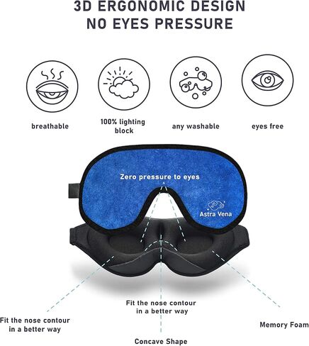 Sleep Mask for Kids with Blockout Light - Memory Foam 3D Contoured Eye Mask - Eye Cover & Travel Sleep Mask, Blindfolds for Kids, Girls, Boys (Dark Blue) in Saudi Arabia
