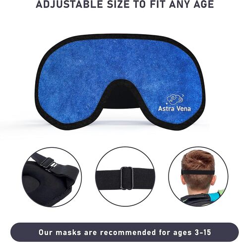 Sleep Mask for Kids with Blockout Light - Memory Foam 3D Contoured Eye Mask - Eye Cover & Travel Sleep Mask, Blindfolds for Kids, Girls, Boys (Dark Blue) in Saudi Arabia