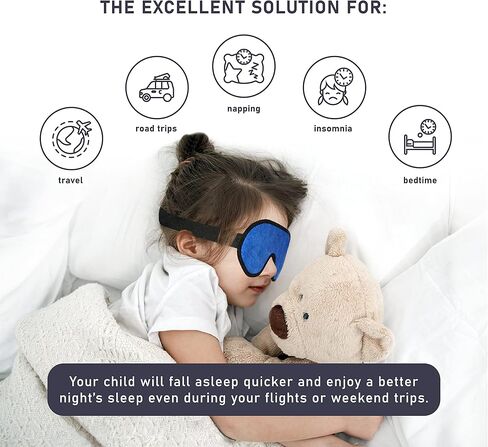 Sleep Mask for Kids with Blockout Light - Memory Foam 3D Contoured Eye Mask - Eye Cover & Travel Sleep Mask, Blindfolds for Kids, Girls, Boys (Dark Blue) in Saudi Arabia