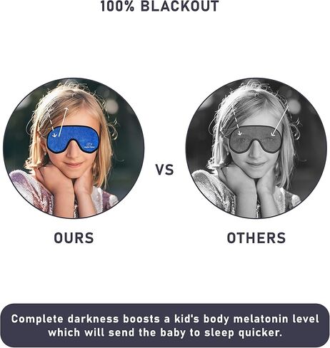 Sleep Mask for Kids with Blockout Light - Memory Foam 3D Contoured Eye Mask - Eye Cover & Travel Sleep Mask, Blindfolds for Kids, Girls, Boys (Dark Blue) in Saudi Arabia