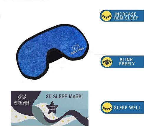 Sleep Mask for Kids with Blockout Light - Memory Foam 3D Contoured Eye Mask - Eye Cover & Travel Sleep Mask, Blindfolds for Kids, Girls, Boys (Dark Blue) in Saudi Arabia