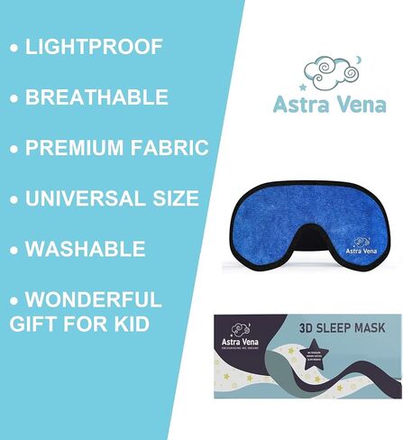 Sleep Mask for Kids with Blockout Light - Memory Foam 3D Contoured Eye Mask - Eye Cover & Travel Sleep Mask, Blindfolds for Kids, Girls, Boys (Dark Blue) in Saudi Arabia