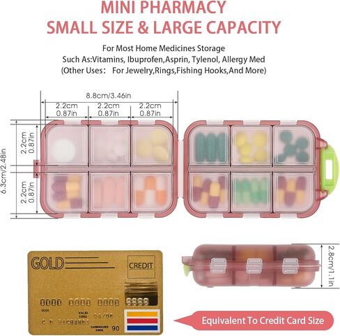 WLLHYF 2 قطعة منظم حبوب منع الحمل للسفر، علبة حبوب منع الحمل المحمولة مع 12 حجرة لحمل حبوب منع الحمل، حاوية فيتامين، حافظة صغيرة مقاومة للرطوبة لأدوية مختلفة in Kuwait
