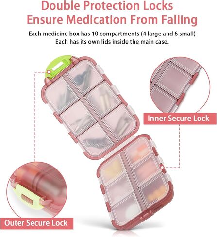 WLLHYF 2 قطعة منظم حبوب منع الحمل للسفر، علبة حبوب منع الحمل المحمولة مع 12 حجرة لحمل حبوب منع الحمل، حاوية فيتامين، حافظة صغيرة مقاومة للرطوبة لأدوية مختلفة in Kuwait
