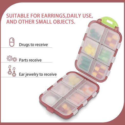 WLLHYF 2 قطعة منظم حبوب منع الحمل للسفر، علبة حبوب منع الحمل المحمولة مع 12 حجرة لحمل حبوب منع الحمل، حاوية فيتامين، حافظة صغيرة مقاومة للرطوبة لأدوية مختلفة in Kuwait