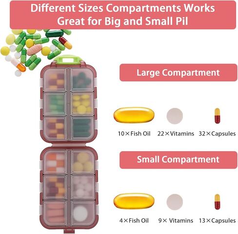 WLLHYF 2 قطعة منظم حبوب منع الحمل للسفر، علبة حبوب منع الحمل المحمولة مع 12 حجرة لحمل حبوب منع الحمل، حاوية فيتامين، حافظة صغيرة مقاومة للرطوبة لأدوية مختلفة in Kuwait