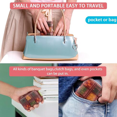 WLLHYF 2 قطعة منظم حبوب منع الحمل للسفر، علبة حبوب منع الحمل المحمولة مع 12 حجرة لحمل حبوب منع الحمل، حاوية فيتامين، حافظة صغيرة مقاومة للرطوبة لأدوية مختلفة in Kuwait