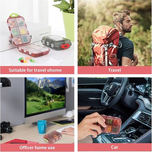 WLLHYF 2 قطعة منظم حبوب منع الحمل للسفر، علبة حبوب منع الحمل المحمولة مع 12 حجرة لحمل حبوب منع الحمل، حاوية فيتامين، حافظة صغيرة مقاومة للرطوبة لأدوية مختلفة in Kuwait