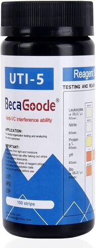 شرائط اختبار البول السريع من BecaGoode، 5 معلمات، شرائط اختبار UTI/شرائط اختبار عدوى المسالك البولية - 100 قطعة in Kuwait