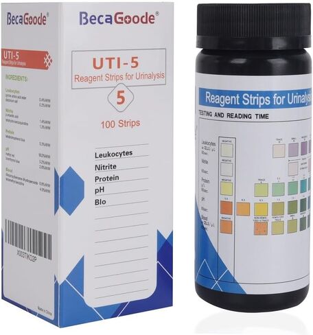 شرائط اختبار البول السريع من BecaGoode، 5 معلمات، شرائط اختبار UTI/شرائط اختبار عدوى المسالك البولية - 100 قطعة in Kuwait