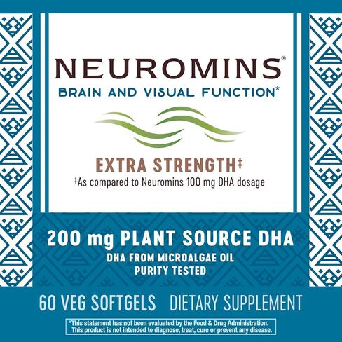 Nature's Way Neuromins قوة إضافية، مصدر نباتي DHA، يدعم وظيفة الدماغ والرؤية*، 60 كبسولة هلامية in Kuwait