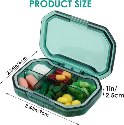 سيبا منظم حبوب دواء يومي، عبوة من 2 عبوة من 6 اقسام محمولة، حاوية حبوب صغيرة للمحفظة او الجيب، صندوق ادوية للتخييم والسفر والعطلات in Kuwait