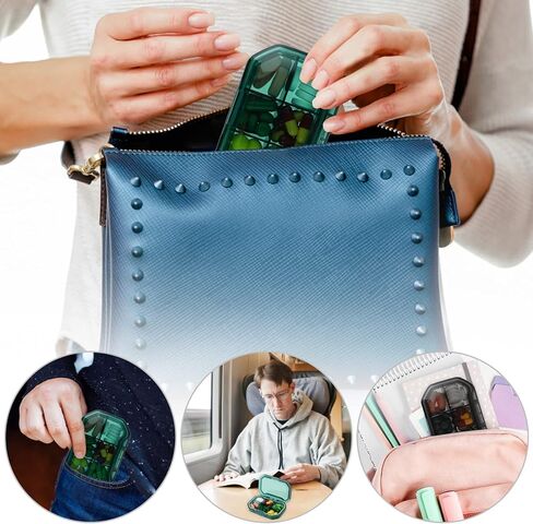 سيبا منظم حبوب دواء يومي، عبوة من 2 عبوة من 6 اقسام محمولة، حاوية حبوب صغيرة للمحفظة او الجيب، صندوق ادوية للتخييم والسفر والعطلات in Kuwait