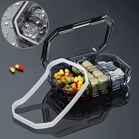 سيبا منظم حبوب دواء يومي، عبوة من 2 عبوة من 6 اقسام محمولة، حاوية حبوب صغيرة للمحفظة او الجيب، صندوق ادوية للتخييم والسفر والعطلات in Kuwait