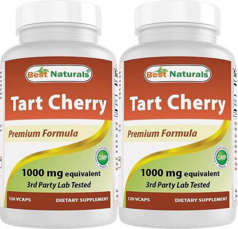 Best Naturals Tart Cherry Extract 1000 mg (Non-GMO) Veggie Capsules - Promotes Healthy Uric Acid levels within normal range, Healthy Joint Function & Promotes Healthy Sleep Cycle, 120 Count in Kuwait
