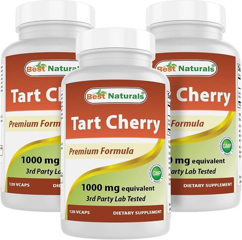 Best Naturals Tart Cherry Extract 1000 mg (Non-GMO) Veggie Capsules - Promotes Healthy Uric Acid levels within normal range, Healthy Joint Function & Promotes Healthy Sleep Cycle, 120 Count in Kuwait