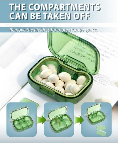 3 Compartments Travel Pill Organizer, Moisture Proof Small Pill Box for Pocket Purse Daily Pill Case Portable Medicine Vitamin Holder Container, Pills Fish Oil Supplements Box (Apricot) in Kuwait