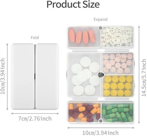 سيبا 1 قطعة منظم حبوب منع الحمل صندوق حاويات السفر ملصقات ملحق صغير قابل للطي 7 أيام مقصورات أغطية داخلية أسبوعية محمولة قابلة للطي صغيرة موزع الأدوية الشخصية جيب السفر (أبيض) in Kuwait