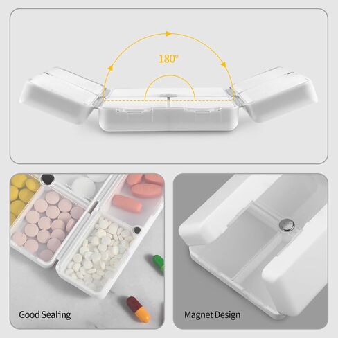 سيبا 1 قطعة منظم حبوب منع الحمل صندوق حاويات السفر ملصقات ملحق صغير قابل للطي 7 أيام مقصورات أغطية داخلية أسبوعية محمولة قابلة للطي صغيرة موزع الأدوية الشخصية جيب السفر (أبيض) in Kuwait