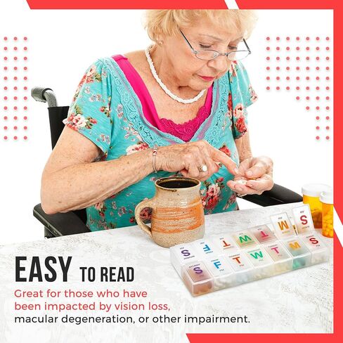 Weekly Pill Organizer - 7 Day AM/PM Twice a Day | Pills Planner Case with Large Compartment | BPA Free Travel Medicine Box for Medication, Vitamins & Fish Oil Supplements in Saudi Arabia