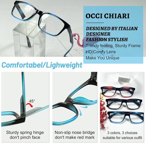 OCCI CHIARI نظارات القراءة الملونة للنساء خفيفة الوزن ضئيلة القراء 1.0 1.25 1.5 1.75 2.0 2.25 2.5 2.75 3.0 3.5 4.0 5.0 6.0 in Kuwait