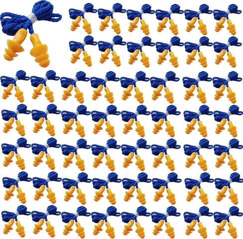 GXXMEI 100 Pairs Corded Ear Plugs Reusable Silicone Earplugs with String Banded Ear Plug Sleep Noise Cancelling for Hearing Protection in Kuwait