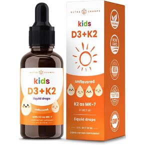 Vitamin D3 K2 Drops | Liquid Vitamin D3 5000 IU & K2 D3 with MK7 | Vitamin D Drops for Kids | Bones, Heart & Immune Health | Liquid Vitamin D in MCT Oil for Better Absorption Than Capsules & Gummies