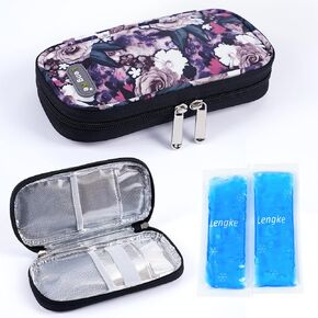 Insulin Cooler Travel Case Portable Medical Cooler Bag for Diabetes - Insulin Travel Case for Insulin Pen & Medication Diabetic Supplies with Ice Pack Grey Rose