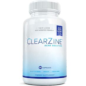 ClearZine Acne Pills for Teens & Adults | Clear Skin Supplement, Vitamins for Hormonal & Cystic Acne | Stop Breakouts, Oily Skin and Zits, 90 Caps in Saudi Arabia
