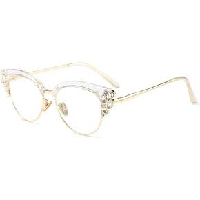 bullabulling Rhinestones Bling Bling Cateye Reading Glasses Women Blue Light Blocking