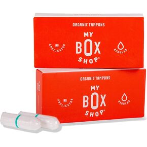 Organic Tampons - 100% Pure Organic Cotton Tampons, No Applicator. Non-Toxic, Unscented, Hypoallergenic, Chlorine Free, Natural Tampons. Regular Absorbency, 32 Count (2 Boxes)