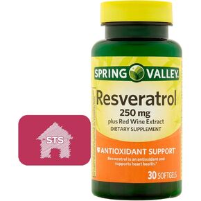 سبرينج فالي ريسفيراترول بلس مستخلص النبيذ الأحمر 250 مجم، 30 قطعة + ملصق STS. in Kuwait