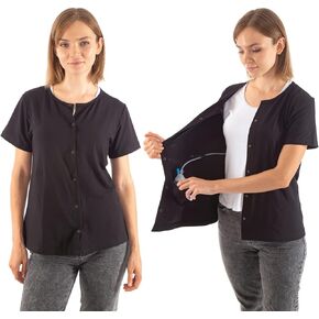 ملابس قميص التعافي بعد استئصال الثدي مع جيوب للتصريف ومشابك تثبيت (L) in Kuwait