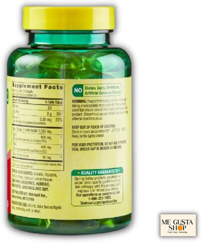 Spring Valley Fish Oil Dietary Supplement Softgels for Immune and Bone Support, 1000 mg, 60 Count (Pack of 1) + Me Gustas Stickers in Saudi Arabia