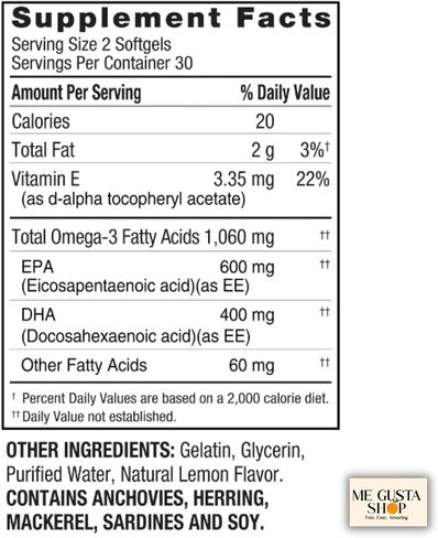 Spring Valley Fish Oil Dietary Supplement Softgels for Immune and Bone Support, 1000 mg, 60 Count (Pack of 1) + Me Gustas Stickers in Saudi Arabia