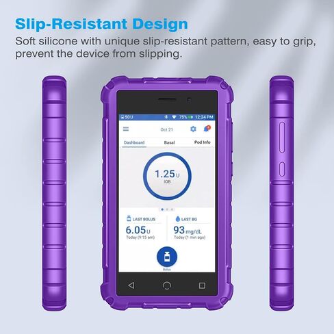 Silicone Case for Omnipod Dash PDM (Personal Diabetes Manager), Lightweight Shockproof Anti Slip Protective Cover Soft Gel Skin with Raised Bezel for Omnipod Dash Device (Black) in Kuwait