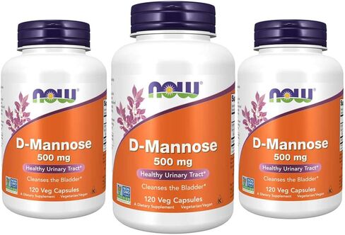Now Supplements, D-Mannose 500 mg، مشروع معتمد كمنتج غير معدل وراثيًا، مسالك بولية صحية*، 120 كبسولة نباتية (عبوة من 3) in Saudi Arabia