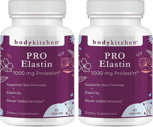 Body Kitchen Pro-Elastin, 1000 mg Elastin Supplement, Help Reduce Signs of Aging, Improved Skin Health, Firmness & Elasticity, Fewer Wrinkles, Veggie Caps, (Pack of 1) in Kuwait