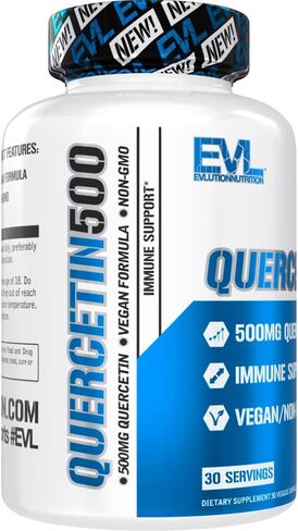 مكمل مضاد للأكسدة EVL Quercetin 500mg - مكمل يومي لدعم المناعة مع قوة إضافية كيرسيتين ثنائي هيدرات فلافونويد - مكمل كيرسيتين فائق القوة لدعم المفاصل والمناعة in Kuwait