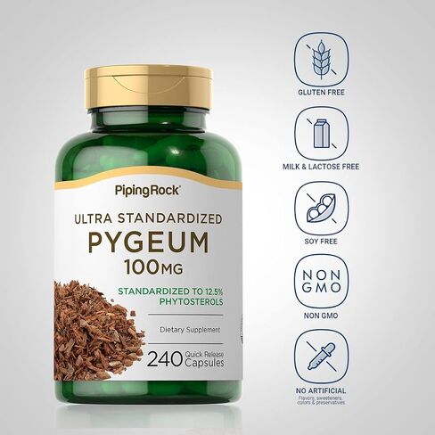 Pygeum 100mg | 240 Capsules | Standardized Extract | Supplement for Men | Non-GMO, Gluten Free | by Piping Rock in Saudi Arabia