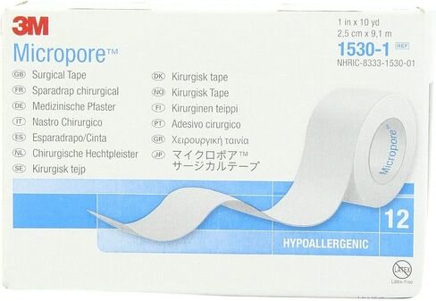 3M Micropore Paper Tape - White, 1" X 10Yds (Box of 12)(Pack of 2) in Saudi Arabia