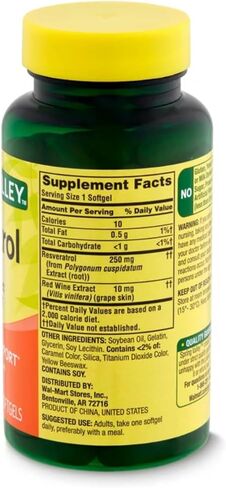 سبرينج فالي ريسفيراترول بلس مستخلص النبيذ الأحمر 250 مجم، 30 قطعة + ملصق STS. in Kuwait