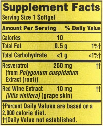 سبرينج فالي ريسفيراترول بلس مستخلص النبيذ الأحمر 250 مجم، 30 قطعة + ملصق STS. in Kuwait