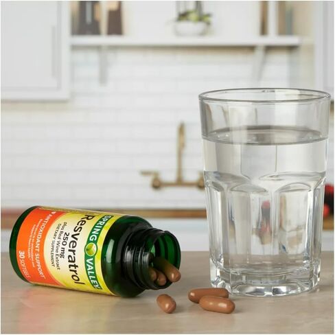 سبرينج فالي ريسفيراترول بلس مستخلص النبيذ الأحمر 250 مجم، 30 قطعة + ملصق STS. in Kuwait