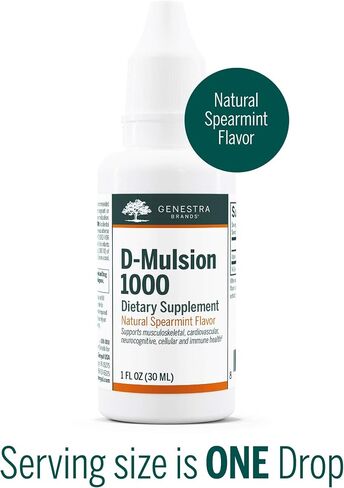 جينيسترا براندز D-Mulsion 1000 | يدعم صحة القلب والأوعية الدموية والعظام ووظيفة المناعة* | 1 أونصة سائلة | نكهة الليمون الطبيعية in Kuwait